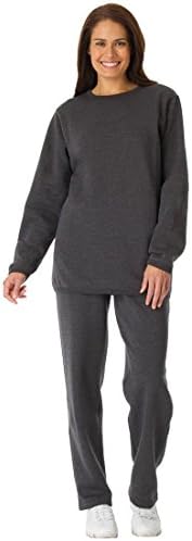 Women's Plus Size 2-pc Fleece sweatsuit (HEATHER CHARCOAL,M)