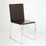 Dark Brown,Chrome ITALMODERN Cosimo Leather Dining Side Chair in Dark Brown or White