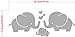 Cute Elephant Family With Hearts Wall Decals Baby Nursery Decor Kids Room Wall Stickers, 30''W x11.8''H, Grey