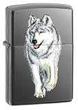 Zippo Lighter Wolf, Black Ice