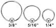 20G STEEL CAPTIVE BEAD RINGS C205/16 - 20G 5/16" 3MM BALL