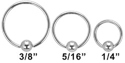 20G STEEL CAPTIVE BEAD RINGS C201/4 - 20G 1/4" 3MM BALL
