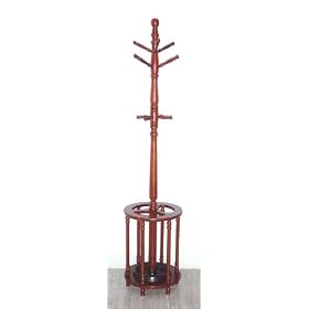 Classic Oak Finish Coat Hanger with Umbrella Rack