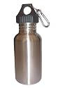 Silver 18 oz. Wide Mouth Stainless Steel Reusable Water Bottle w/ hiking clip - Easy Pour