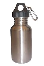 Silver 18oz Wide Mouth Stainless Steel Reusable Water Bottle w/ Hiking Clip