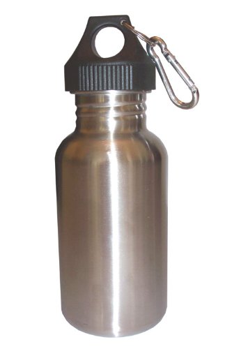Silver 18oz Wide Mouth Stainless Steel Reusable Water Bottle w/ Hiking Clip