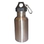 Silver 18oz Wide Mouth Stainless Steel Reusable Water Bottle w/ Hiking Clip
