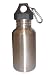 Silver 18 oz. Wide Mouth Stainless Steel Reusable Water Bottle w/ hiking clip - Easy Pour