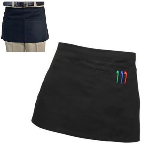 Black Short Waist BISTRO Pocket APRON for Bar Cafe Pub Waiter Waitress Barista by NA