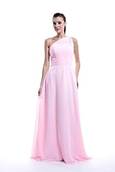 A-line Ruched Lace Floor Length Natural   Waistline One Shoulder Chiffon Bridesmaid Dress 