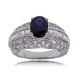 2 Carat Sapphire & Diamond Ring in White Gold Size 7