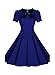 SYLVIEY Women's Scoop Neck Elegant Bow Vintage 1940's Casual Evening Dress M Blue