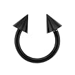 HORSESHOE WITH SPIKE (BLACK) Gauge: 14, Ball Size: 4mm, Length: 10mm Sold as a Pair
