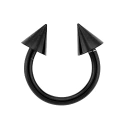 HORSESHOE WITH SPIKE (BLACK) Gauge: 14, Ball Size: 3mm, Length: 8mm Sold as a Pair