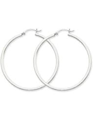 2mm, 14k White Gold Square Tube Hoop Earrings, 45mm (1 3/4")