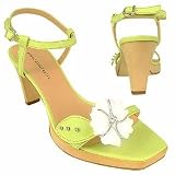 Borgo degli Ulivi Flower Pistachio Platform Leather Sandal Shoes