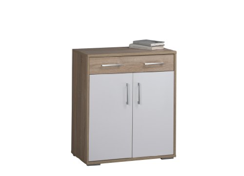 Maja 47022556 Kommode 718 x 822 x 400 mm Sonoma-Eiche-Nachbildung - Arktis - Hochglanz, wei&szlig;