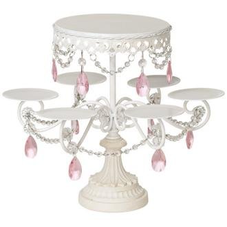 White and Pink Beaded Multi Cake Stand