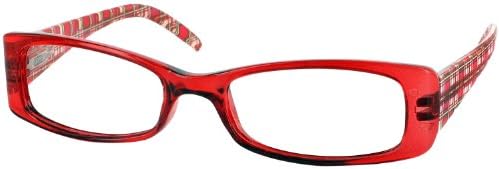 Pretty in Plaid Single Vision Full Frame Designer Reading Glasses, Cherry Berry, +2.25