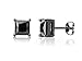 Queen Jewelers Sterling Silver Black Cubic Zirconia 7mm Princess-Cut Stud Earrings