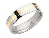 Ladies 6mm Titanium Wedding Band with 14 Gold Inlay