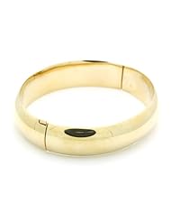 14K Yellow Gold 14mm Plain 2.5 Diameter Adjustable Bangle Bracelets