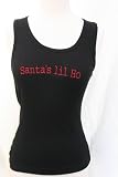 Black Embroidered Beater Style Tank Top "Santa