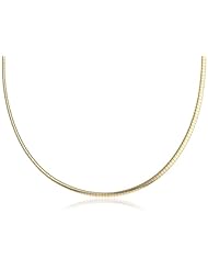4mm Italian (18K-Gold Plated) .925 Sterling Silver FLAT DOME Omega Chain Necklace Nickel Free 16in, 18in