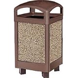 Rubbermaid 3986 Landmark Series Steel Container, Hinged Dome Top with 24 U.S. gal - 90.8 L - Galvanized Liner - Brown