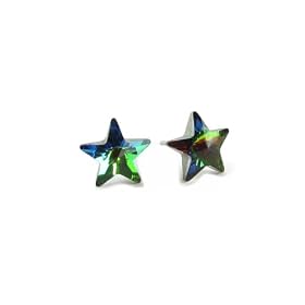 Aurore Boreale Star Shape Swarovski Austrian Crystal Earrings, 10mm