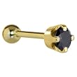 18 Gauge 5/16" -Solid 14KT Yellow Gold 4mm Black Cubic Zirconia Cartilage Earring