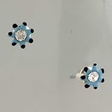 Blue Flower April Birthstone Earrings Stud