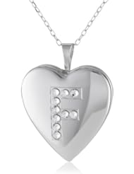 Momento Lockets Silver Swarovski Crystal Initial F Locket Necklace, 18"