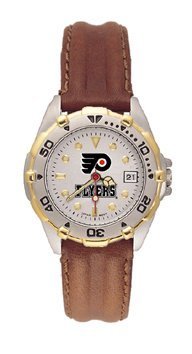Philadelphia Flyers All Star Ladies Black Leather Strap Watch