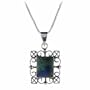 Genuine Azurite Stone Sterling Silver Filigree Rectangle Pendant