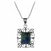 Genuine Azurite Stone Sterling Silver Filigree Rectangle Pendant