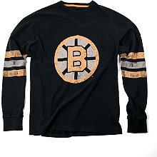 NHL Men's Boston Bruins Stanley Long Sleeve Sueded Jersey Knit Tee (Black, Large)