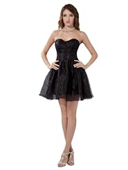 A-line Strapless Sweetheart Banding Organza Mini Dress 