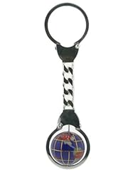 Sterling Silver Key Ring w/ Gemstone Globe 3/4 inch (20 mm)