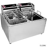 Cecilware Commercial Countertop Electric Dual Basket Deep Fryers: 12 lb Capacity - 120V by KegWorks
