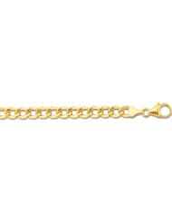 7" 10K Yellow Gold 6.10mm (1/4") Polished Diamond Cut Curb Lite Chain w/ Lobster Clasp