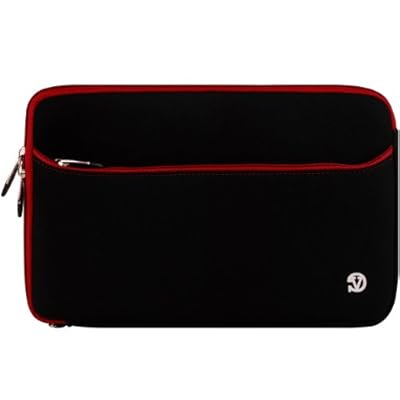 Premium Scratch Resistant Protective Neoprene Sleeve with Exterior Pocket Dell 17.3" i17R-1599 Laptop PC , Black Red Trim