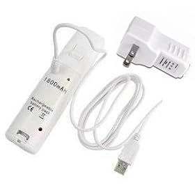 Replacement Rechargable Battery for Nintendo Wii Remote with USB Charging Cable And AC Wall Adapter