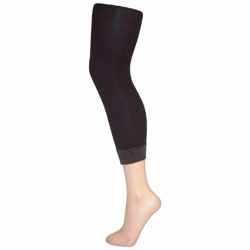 Pamela Mann Footless Tights With Lurex Trim – Silver & Black