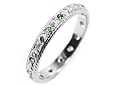 Platinum Emerald and Diamond Engraved Band, Ring Size 7.25 Ctw 0.30 Carats