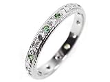 Emerald Diamond Hand Engraved Platinum Ring Size 7.25 Ctw 0.20