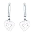 14K White Gold Hollow Heart Huggy Earrings