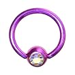 16 Gauge 5/16" Aurora Austrian Crystal Purple Titanium BCR Captive Ring