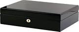 Atanoff - AEM10N - Ecrin bois pour 10 montres - Coffret en bois massif vernis Noir 10 couches - Intérieur gainé façon daim Gris