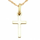 14K Gold Cross Charm 13mm Necklace & 18